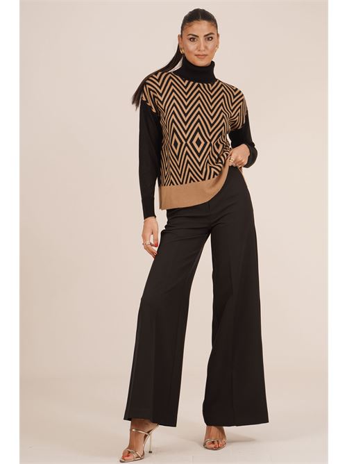 Maglia in misto lana GM by Gai Mattiolo | GM4374NERO/CAMMELLO